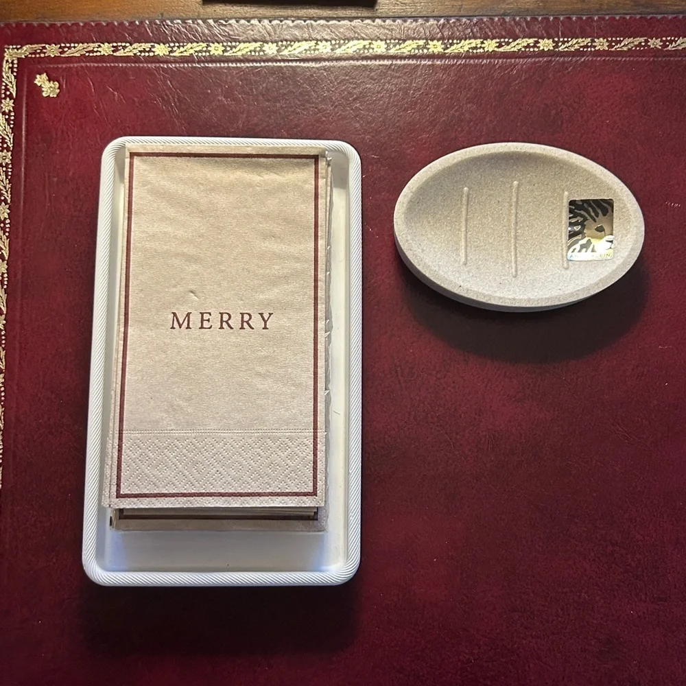 Anne Klein Home Modern White Rectangular Tray NEW